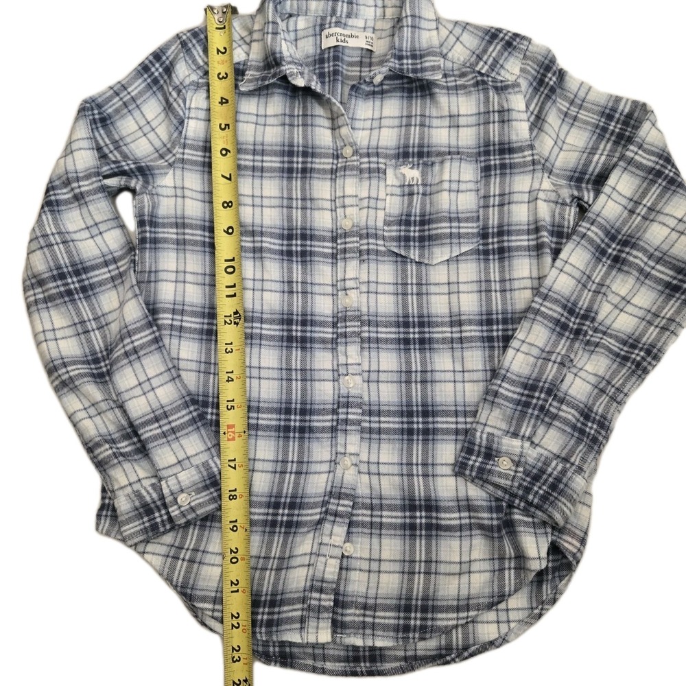 Abercrombie boys 9/10 shirt long sleeve blue button closure plaid